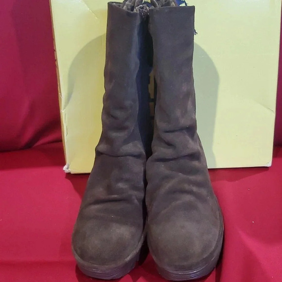 Fly London Yada oil suede brown wedge slouch boots iob - Picture 2 of 12